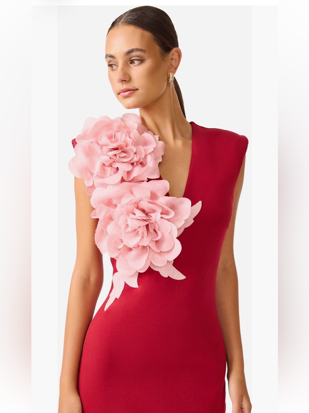 elliatt zahara red & pink 3d flower detail maxi gown dress size large NEW - Picture 14 of 17